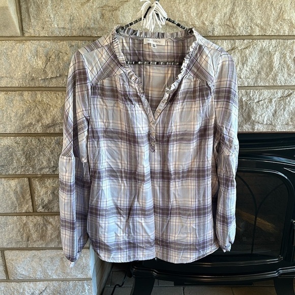 Daily Thread plaid long sleeve peasant top size small - Picture 1 of 6